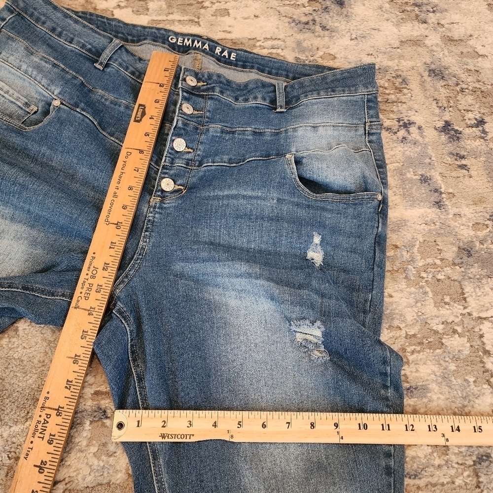Gemma Rae Stretch Denim Highrise Distressed Jeans Women's Plus Size 24W - Picture 14 of 16